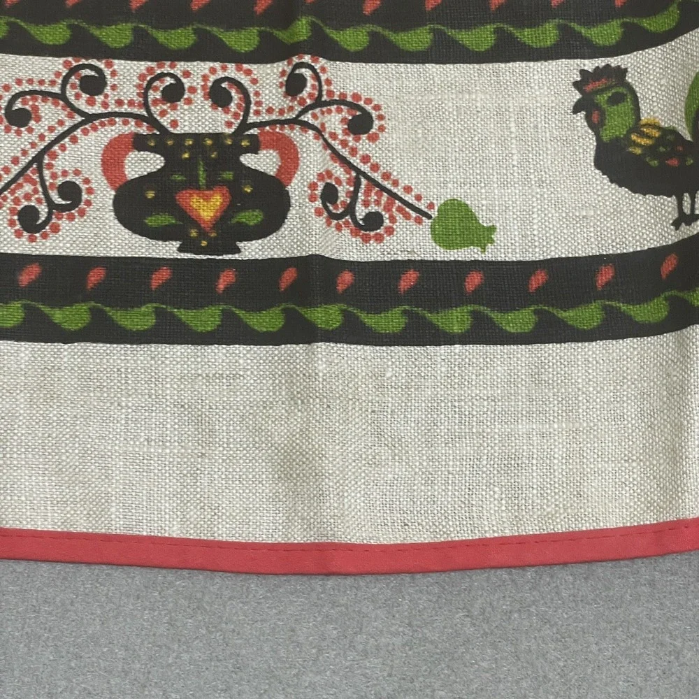 Vintage Apron Linen‎ Pennsylvania Dutch Folk Ceramics Kitchy Linen Cottagecore